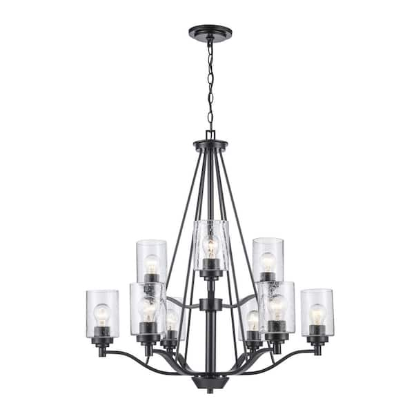 Bel Air Lighting Simi 9-Light Black Tiered Chandelier Light Fixture ...