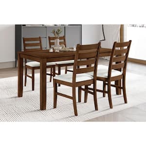 New Classic Furniture Pascal 5-Piece Rectangular Walnut Wood Top Dining Table Set (Seats 4)