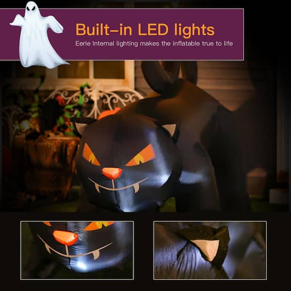 Outsunny 6 ft. LED Giant Creeping Black Cat Halloween Inflatable 830-098 -  The Home Depot