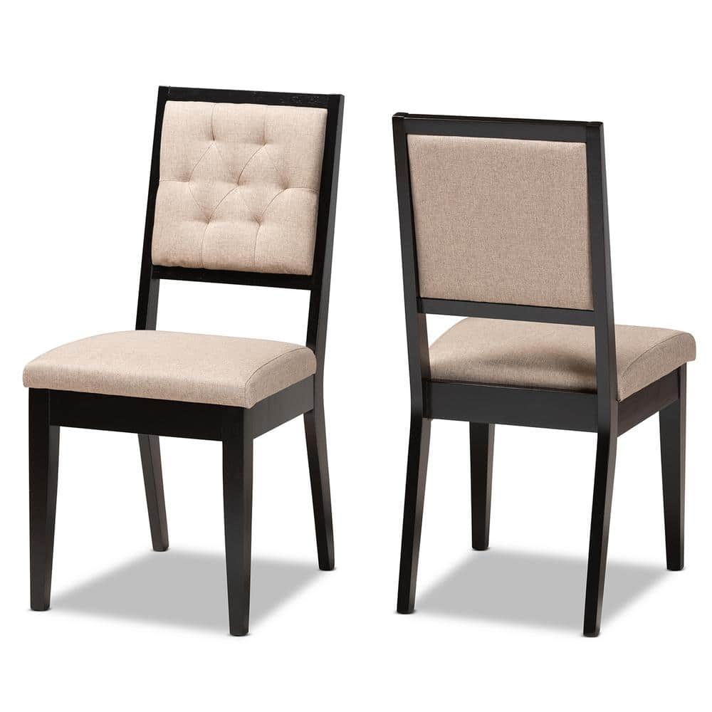 Baxton Studio Gideon Sand and Dark Brown Dining Chair (Set of 2)