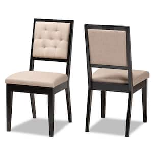 Gideon Sand and Dark Brown Dining Chair (Set of 2)