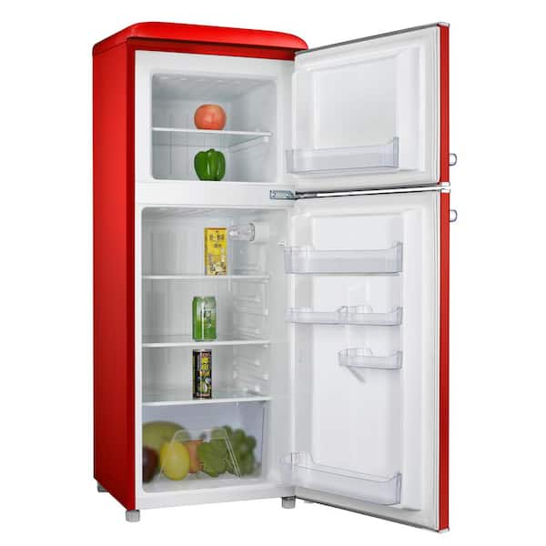 Galanz 10.0 cu. ft. Retro Top Freezer Refrigerator with Dual Door True  Freezer, Frost Free in Red GLR10TRDEFR - The Home Depot