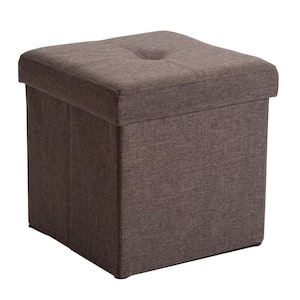 Espresso Linen Look Single Folding Ottoman