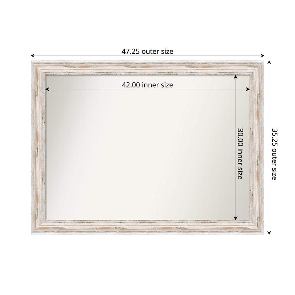 Alexandria Whitewash 47.25 in. x 35.25 in. Custom Non-Beveled Wood Framed Bathroom Vanity Wall Mirror price history on PriceWatchPro