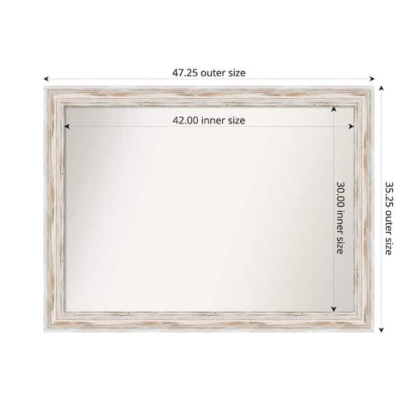 Alexandria Whitewash 47.25 in. x 35.25 in. Custom Non-Beveled Wood Framed Bathroom Vanity Wall Mirror