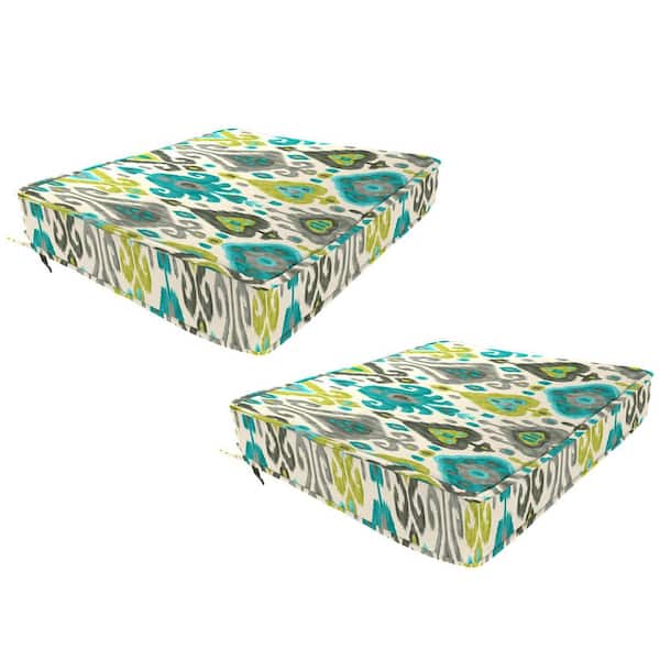 Jordan Manufacturing 24 in. W x 24 in. D x 5 in. T Square Outdoor Deep Seat Cushion in Paso Turquoise (2-Pack)