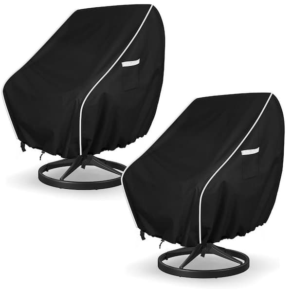 Unbranded Patio Chair Cover in Black, Heavy-Duty All-Weather And Dustproof Patio Lounge Deep Seat Covers, 2-Pieces