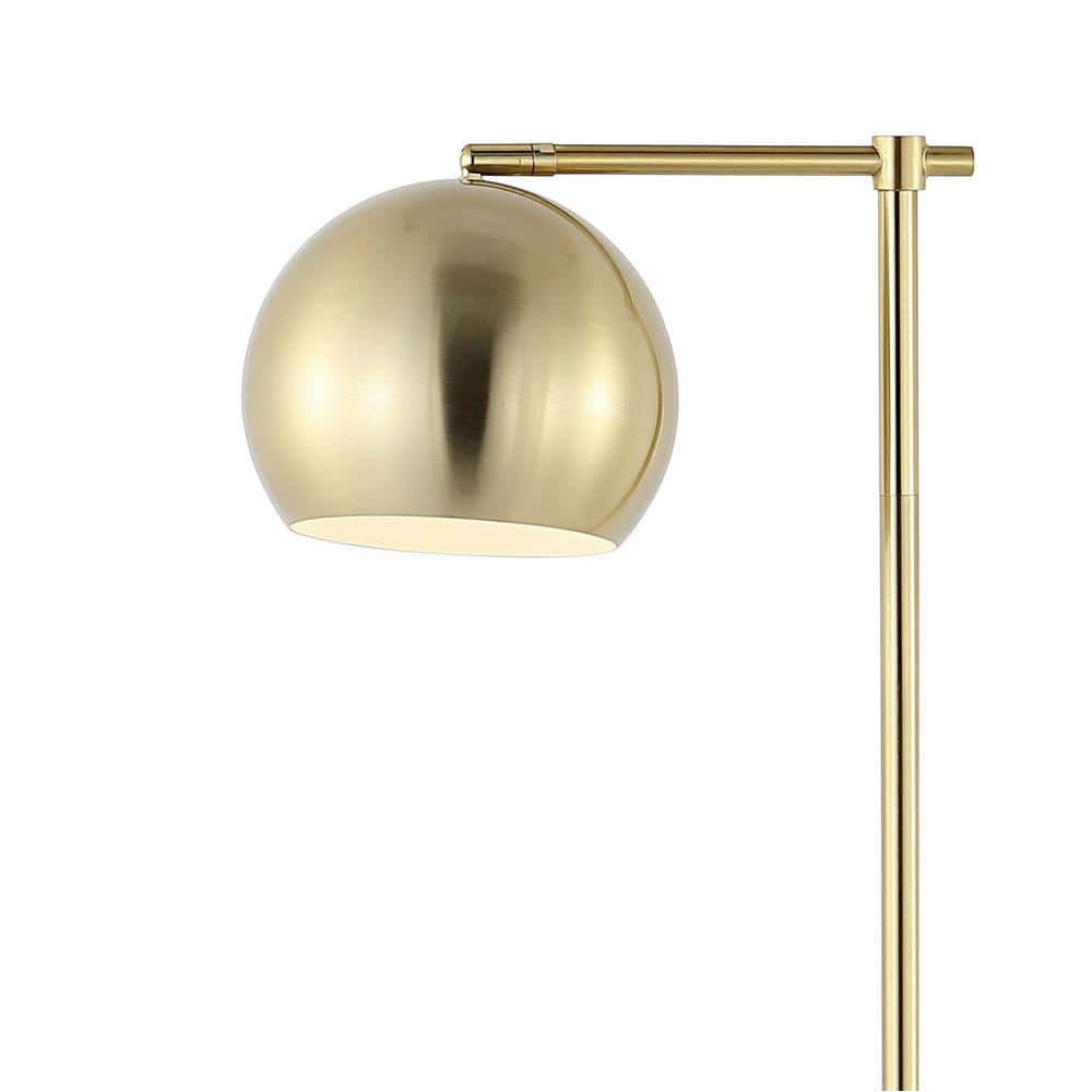 Eva 58.5" Satin Gold Metal Arc Floor Lamp with Dimmable LED