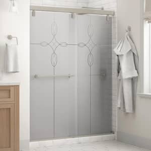 Mod 60 in. x 71-1/2 in. Soft-Close Frameless Sliding Shower Door in Nickel with 1/4 in. Tempered Tranquility Glass
