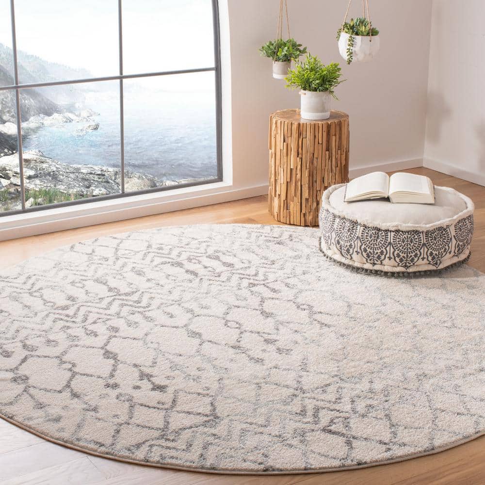 Tulum 8 ft. x 8 ft. Ivory/Gray Geometric Round Rug price history on PriceWatchPro