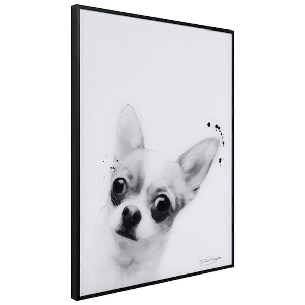 Empire Art Direct Pitbull Black and White Pet Paintings on Printed Glass  Encased with a Gunmetal Anodized Frame AAGB-JP1040-2418 - The Home Depot