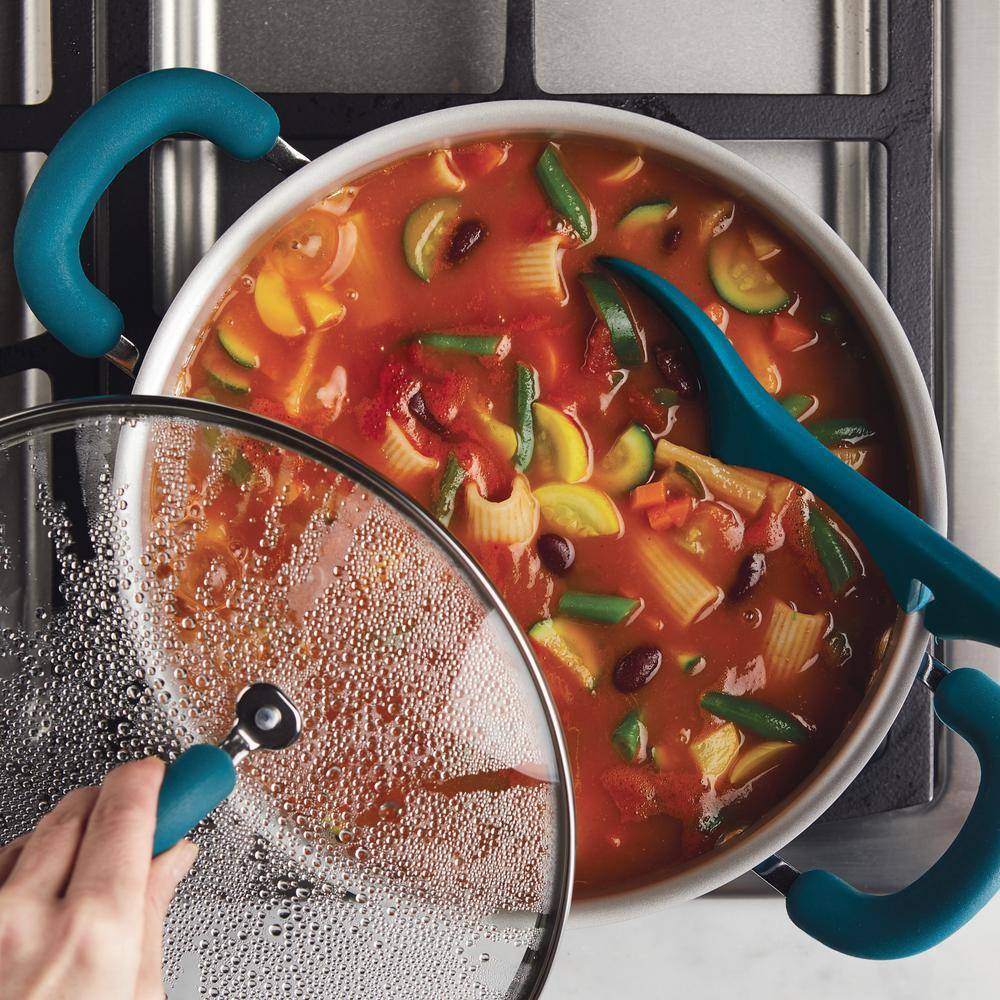Teal Shimmer Aluminum Nonstick 6-Quart Stockpot with Lid