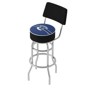 Vancouver Canucks Logo 31 in. Blue Low Back Metal Bar Stool with Vinyl Seat