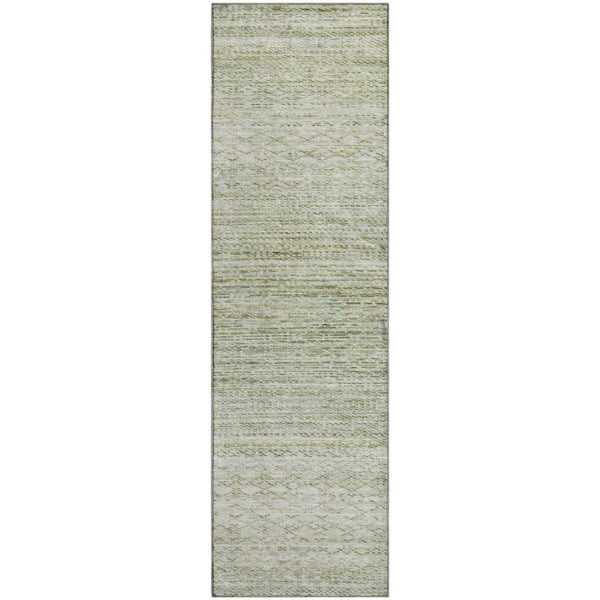 Mayfield Premium Machine Washable Abstract AMF2150 Sage 2 ft. x 7 ft. Runner Rug