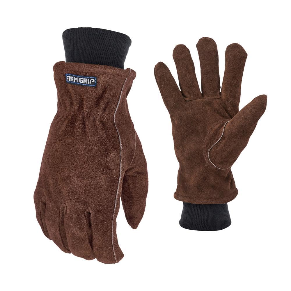 FIRM GRIP Large Winter Suede Leather Gloves with Insulated Fleece