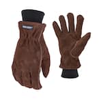 Large Winter Suede Leather Gloves with Insulated Fleece Liner