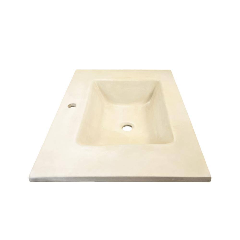 31" Cream Concrete Single Rectangular Sink Top