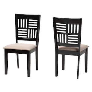 Deanna Beige and Dark Brown Dining Chair (Set of 2)