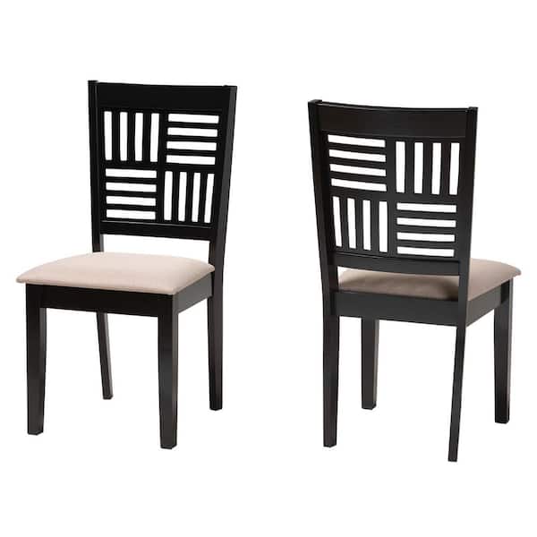 Baxton Studio Deanna Beige and Dark Brown Dining Chair (Set of 2)