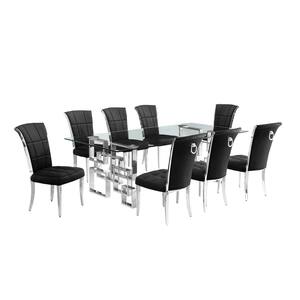 Best Quality Furniture Dominga 9 Piece Rectangular Glass Top