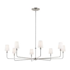 Pallas 52 in. 8-Light Polished Nickel Traditional Shaded Circle Chandelier for Dining Room
