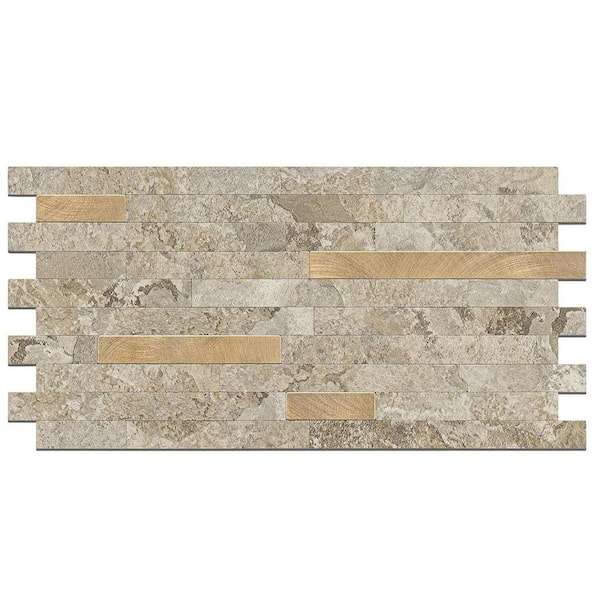 Stone Beige 12 in. x 5.8 in. Vinyl Peel and Stick Backsplash 20-Pack