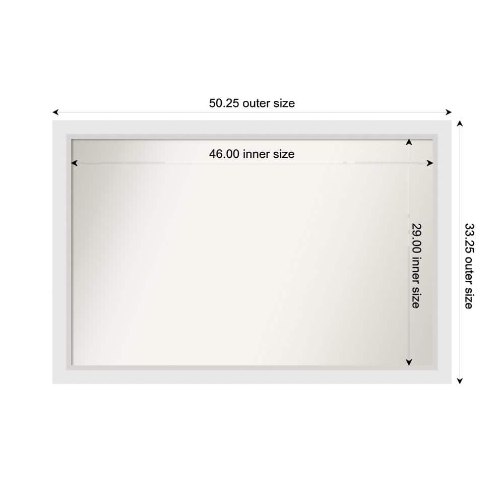 Blanco White 50.25 in. x 33.25 in. Custom Non-Beveled Wood Framed Bathroom 
