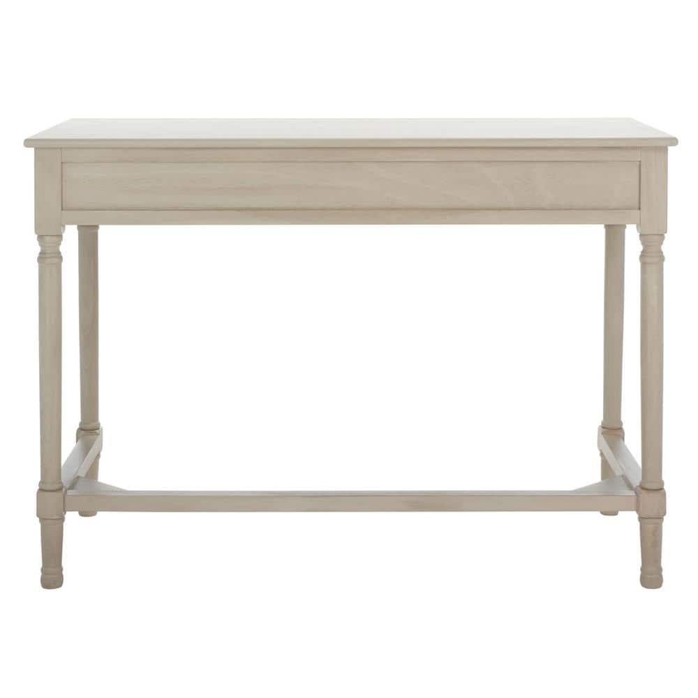 Taupe Wood Writing Desk with Chevron Drawers