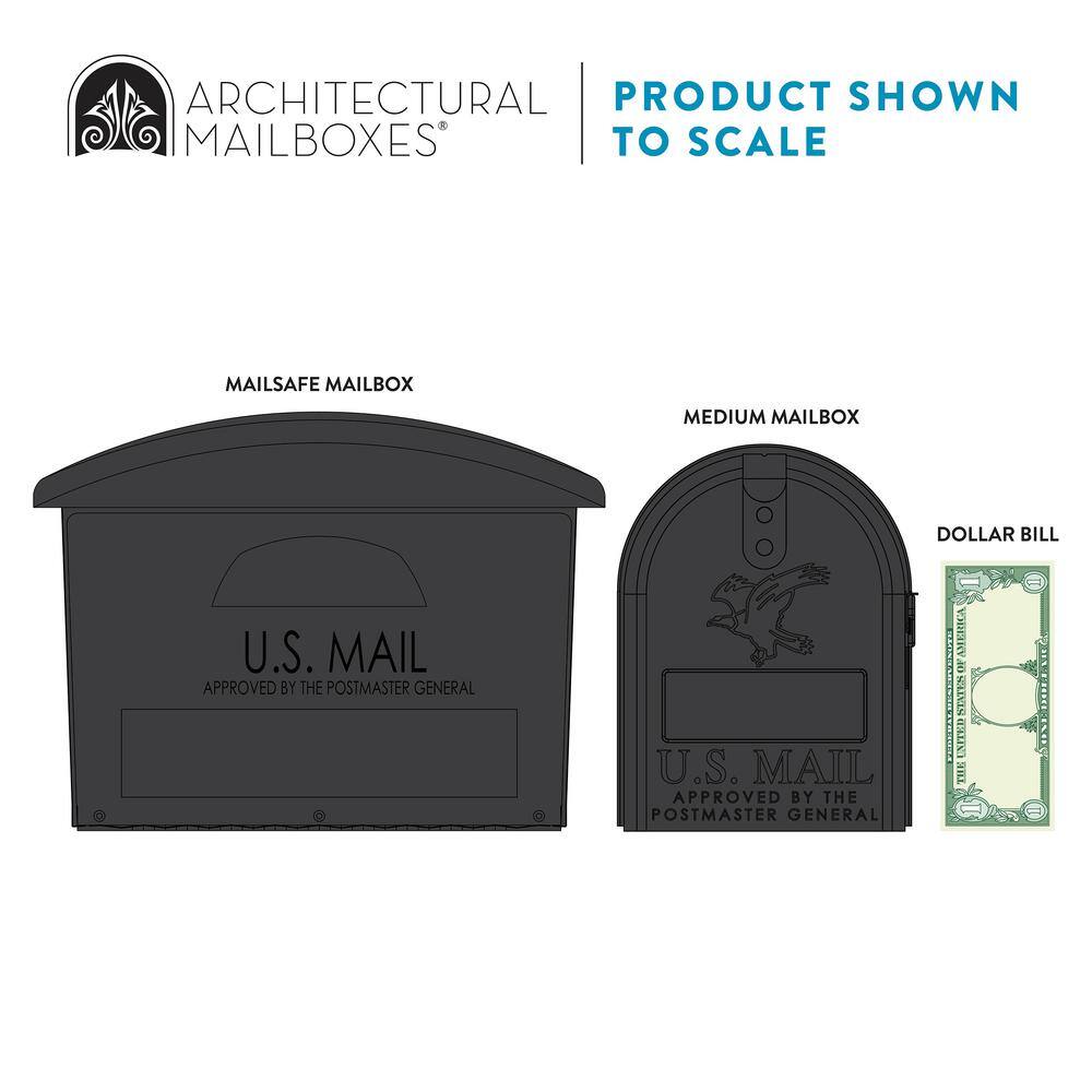 Large Black Lockable Plastic Post Mount Mailbox