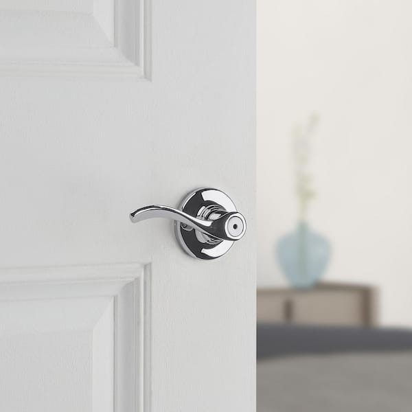 Balboa Polished Chrome Privacy Door Handle with Lock for Bedroom or Bathroom