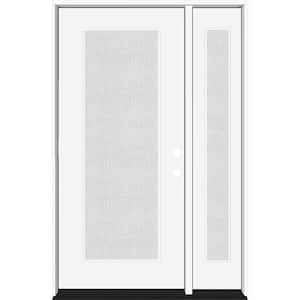 Legacy 51 in. x 80 in. Full Lite Rain Glass LHIS Primed White Finish Fiberglass Prehung Front Door with 12 in. SL