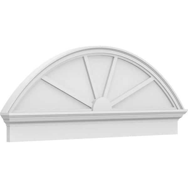 Ekena Millwork 2-3/4 in. x 54 in. x 20-3/8 in. Segment Arch 4-Spoke Architectural Grade PVC Combination Pediment Moulding