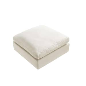 Cream White 100% Linen Square Standard 36 L x 36 W x 17 H Ottoman