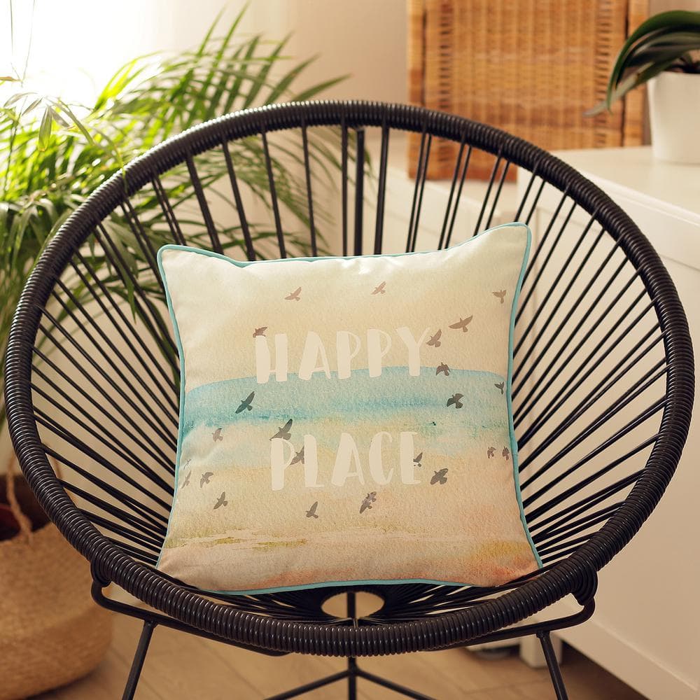 Marine Blue and White Polyester Euro Pillow Cover