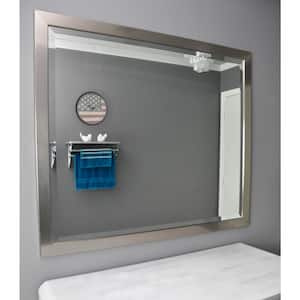 Large Rectangle Silver Beveled Glass Modern Mirror (44 in. H x 38 in. W)