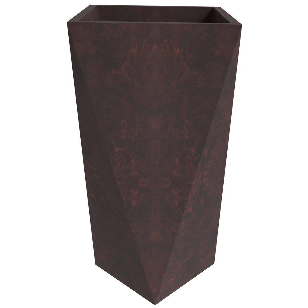 Aloe 14 in. Wide Fiberstone Planter for Indoor and Outdoor Tapered Square Weather Resistant Decorative Pot in Brown price history on PriceWatchPro