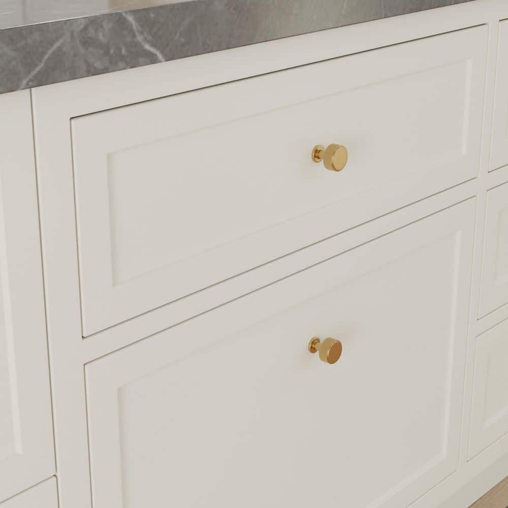 Kent 1-1/8" Round Brushed Brass Knurled Cabinet Knob