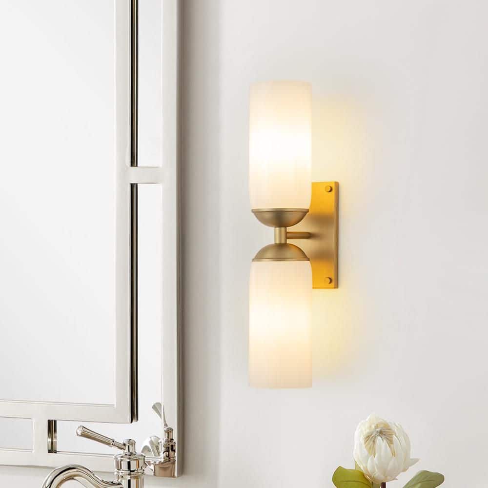 Aurora 3.9 in. 2-Light Modern Gold Wall Sconce, Double Tube Design Up and Down Lighting for Bathroom Bedroom Hallway price history on PriceWatchPro