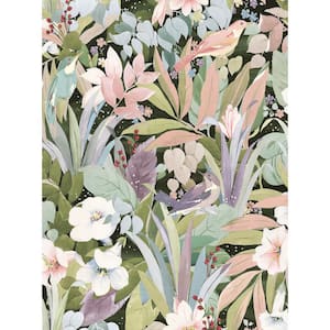 30.75 sq. ft. Forest and Petal Pink Blossoming Birds Vinyl Peel and Stick Wallpaper Roll