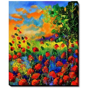 18 in. x 22 in. "Red poppies 451150 with Gallery Wrap" by Pol Ledent Framed Canvas Wall Art