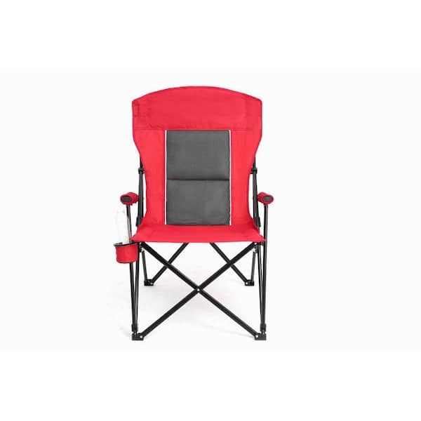 Red Metal Folding Lawn Chair, Camping Arm Chair, Folding Camping
