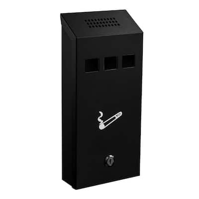 Black Steel Wall-Mounted Cigarette Disposal Outdoor Ashtray