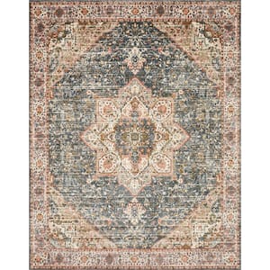 Saban Blue/Multi 5 ft. 3 in. x 5 ft. 3 in. Round Bohemian Floral Area Rug