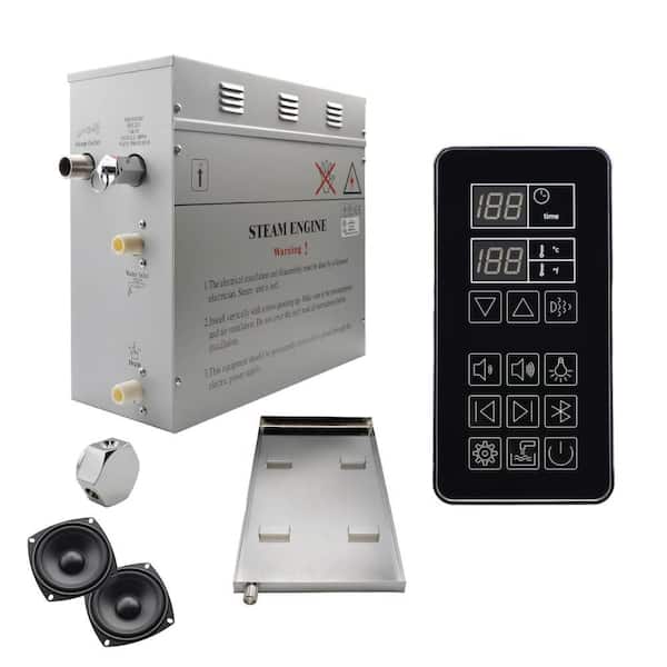 Steam Planet Superior SteamPoint Plus 9kW Steam Bath Generator, Self-Draining with Bluetooth Digital Keypad in Black and Drip Pan