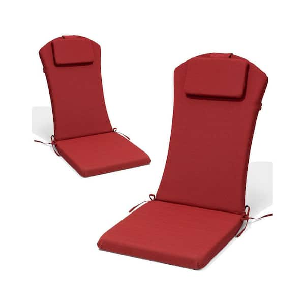 20 in. x 50 in. Outdoor Lounge Chair Waterproof Seat Cushion with Headrest Red 2-Piece