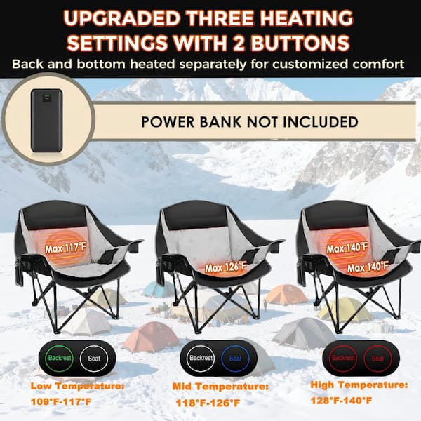 SEEUTEK Outdoor Oversized Foldable Heated Camping Black Patio
