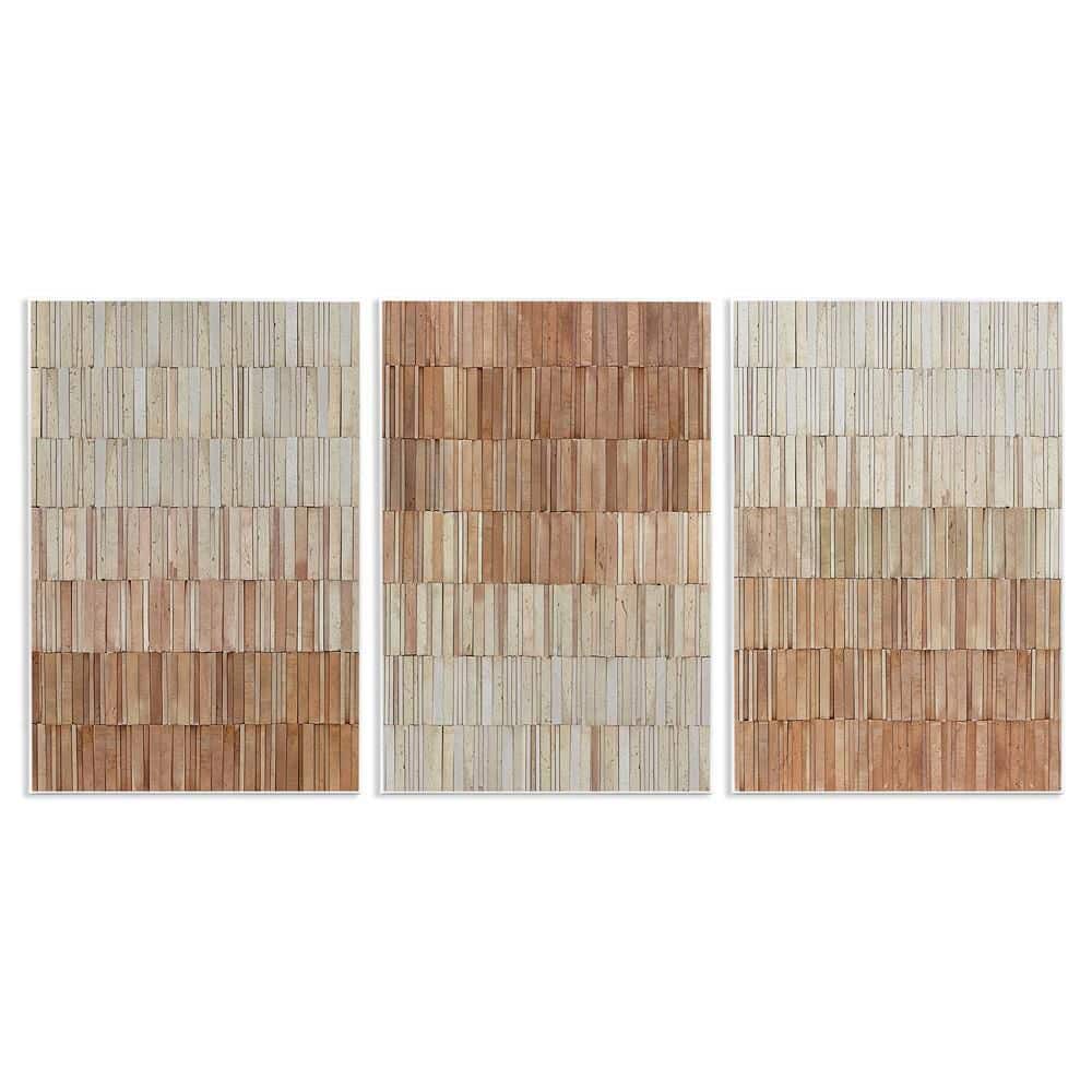 Tiled Terracotta Walls by Flora Kouta 3 Piece Unframed Abstract Graphic Art Print 15 in. x 10 in.