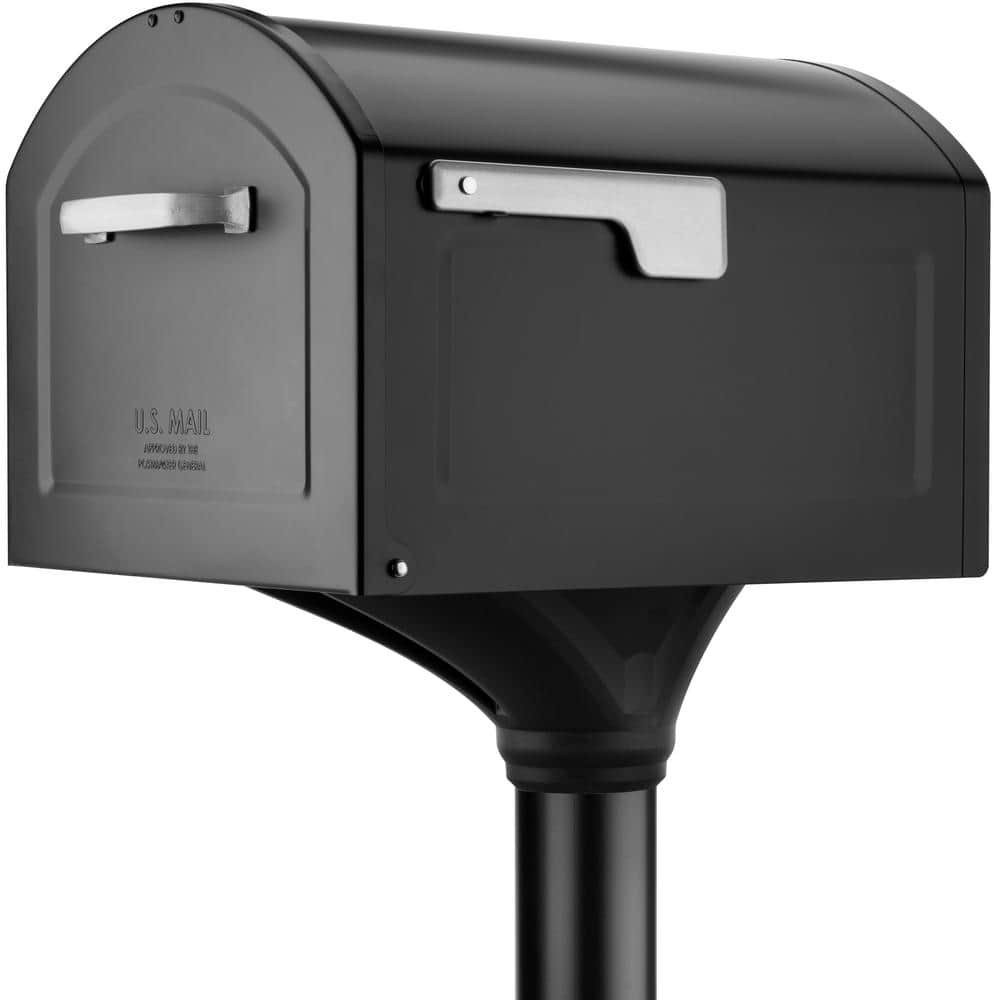Centennial Extra Large Black Steel Mailbox with Decorative Post