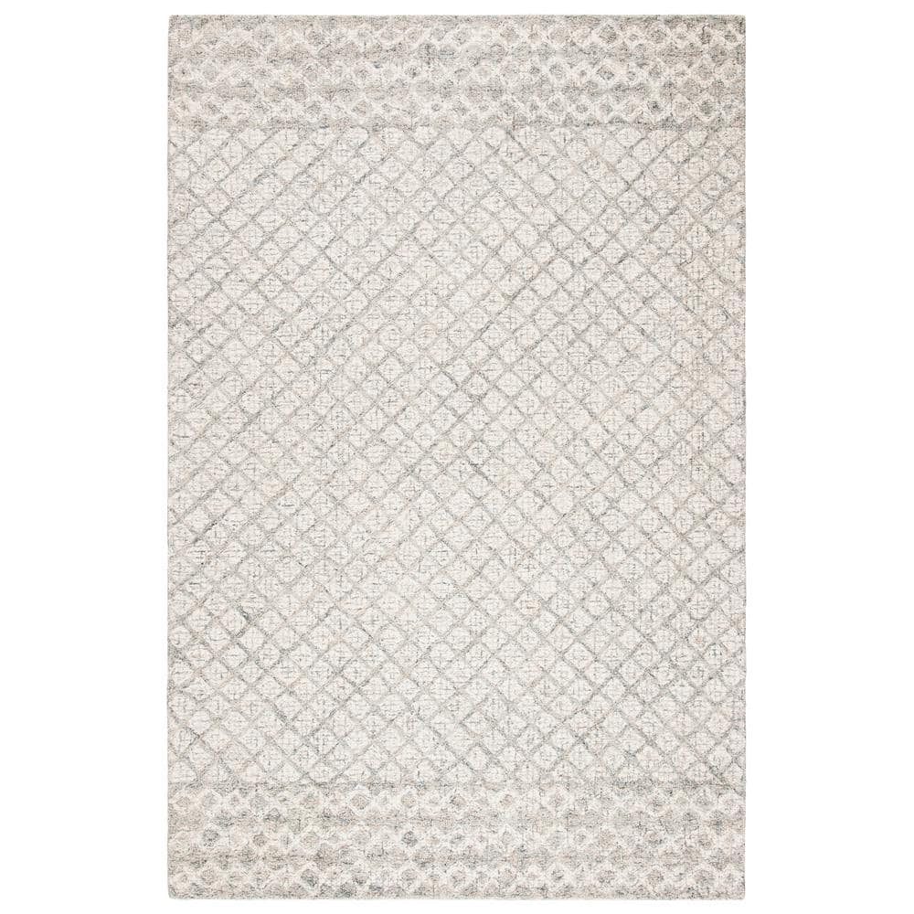 Handmade Off-White Abstract Wool 11' x 15' Reversible Rug