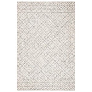 Abstract Ivory/Gray 11 ft. x 15 ft. Geometric Distressed Area Rug